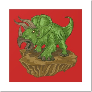 Triceratops Green Posters and Art